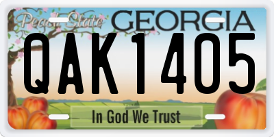 GA license plate QAK1405