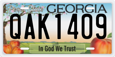 GA license plate QAK1409