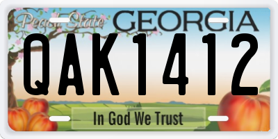 GA license plate QAK1412
