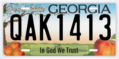 GA license plate QAK1413