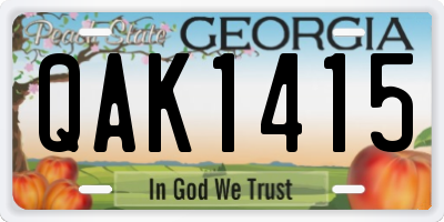 GA license plate QAK1415