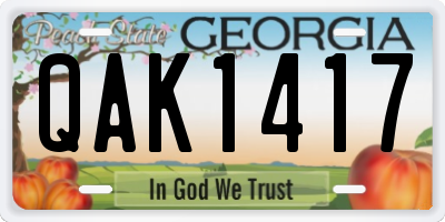 GA license plate QAK1417