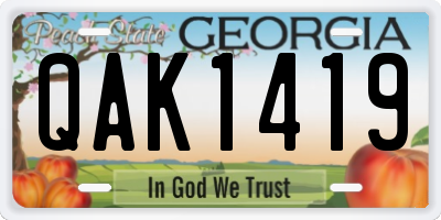 GA license plate QAK1419