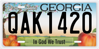 GA license plate QAK1420