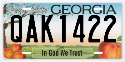 GA license plate QAK1422