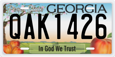 GA license plate QAK1426