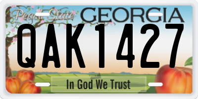 GA license plate QAK1427