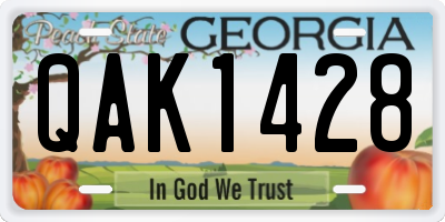 GA license plate QAK1428