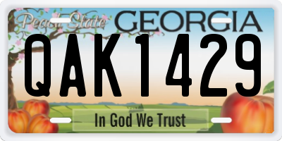 GA license plate QAK1429
