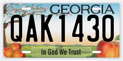 GA license plate QAK1430