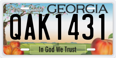 GA license plate QAK1431