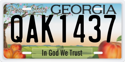 GA license plate QAK1437