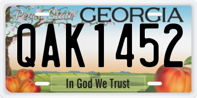 GA license plate QAK1452