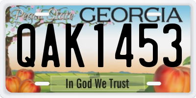 GA license plate QAK1453