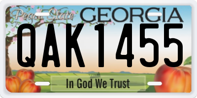 GA license plate QAK1455