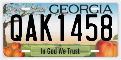 GA license plate QAK1458