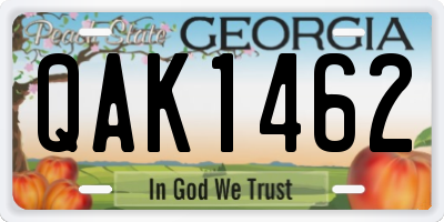 GA license plate QAK1462