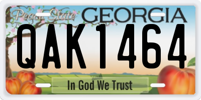 GA license plate QAK1464