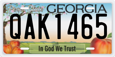 GA license plate QAK1465