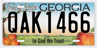 GA license plate QAK1466