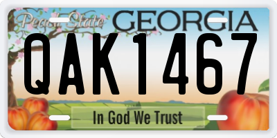 GA license plate QAK1467