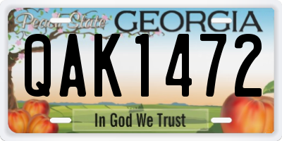 GA license plate QAK1472