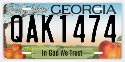 GA license plate QAK1474