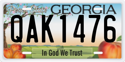 GA license plate QAK1476