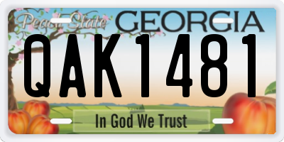 GA license plate QAK1481