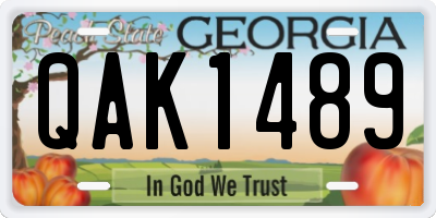 GA license plate QAK1489