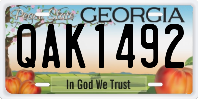 GA license plate QAK1492