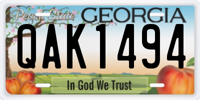 GA license plate QAK1494