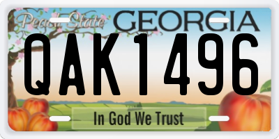 GA license plate QAK1496