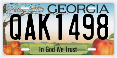 GA license plate QAK1498