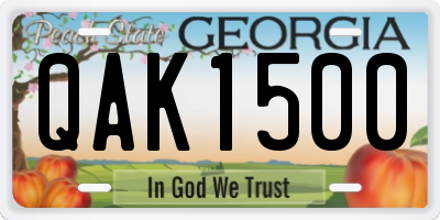GA license plate QAK1500