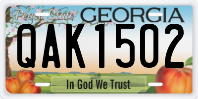GA license plate QAK1502