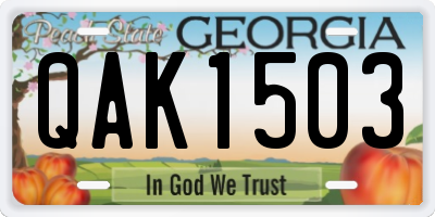 GA license plate QAK1503