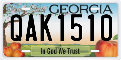 GA license plate QAK1510