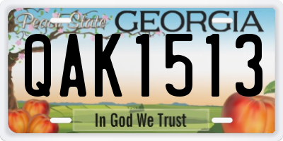 GA license plate QAK1513