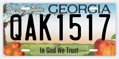 GA license plate QAK1517