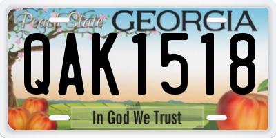 GA license plate QAK1518