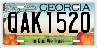 GA license plate QAK1520