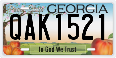 GA license plate QAK1521