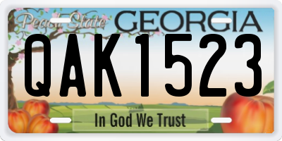 GA license plate QAK1523