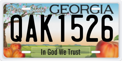 GA license plate QAK1526