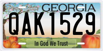 GA license plate QAK1529