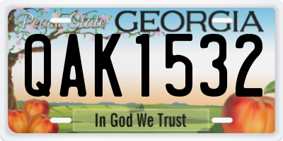 GA license plate QAK1532
