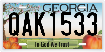 GA license plate QAK1533