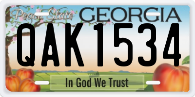 GA license plate QAK1534