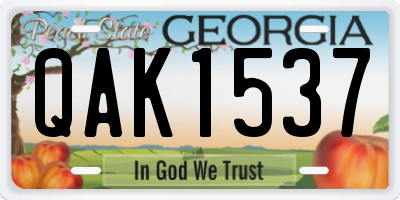 GA license plate QAK1537